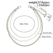 Dainty Layering Cross Pendant Pearl Trouser Chain - ArtGalleryZen
