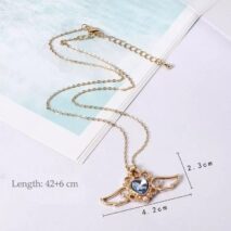 Dainty Pearl Inlaid Colorful Crystal Angel Heart Wings Necklace - ArtGalleryZen