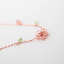 Dainty Pink Crystal Flower Charm Necklace - ArtGalleryZen