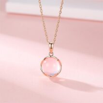 Dainty Pink Crystal Pendant Necklace - ArtGalleryZen