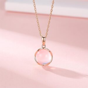Dainty Pink Crystal Pendant Necklace - ArtGalleryZen