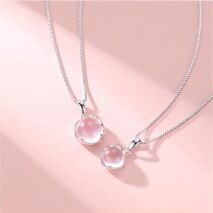 Dainty Pink Crystal Pendant Necklace - ArtGalleryZen
