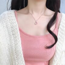 Dainty Pink Crystal Pendant Necklace - ArtGalleryZen