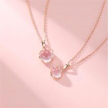 Dainty Pink Crystal Pendant Necklace - ArtGalleryZen