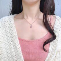 Dainty Pink Crystal Pendant Necklace - ArtGalleryZen