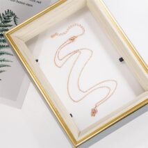 Dainty Pink Crystal Rose Pendant Necklace - ArtGalleryZen