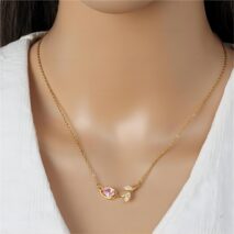 Dainty Pink Crystal Tulip Chain Necklace - ArtGalleryZen
