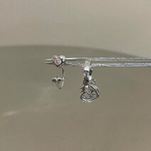 Dainty Pink CZ Inlaid Heart Star Hoop Dangle Earrings Set - ArtGalleryZen