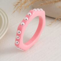 Dainty Polygon Pearl Resin Bangle Bracelet - ArtGalleryZen
