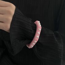 Dainty Polygon Pearl Resin Bangle Bracelet - ArtGalleryZen