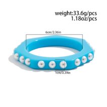 Dainty Polygon Pearl Resin Bangle Bracelet - ArtGalleryZen