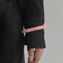 Dainty Polygon Pearl Resin Bangle Bracelet - ArtGalleryZen