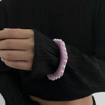 Dainty Polygon Pearl Resin Bangle Bracelet - ArtGalleryZen