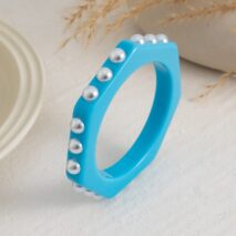 Dainty Polygon Pearl Resin Bangle Bracelet - ArtGalleryZen