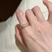 Dainty Rhinestone Inlaid Curved Open Ring - ArtGalleryZen