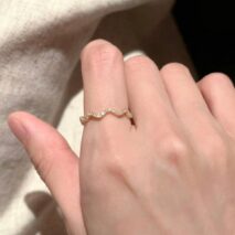 Dainty Rhinestone Inlaid Curved Open Ring - ArtGalleryZen