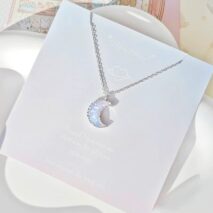Dainty S925 Silver Gradient Water Ripple Moon Heart Star Necklace - ArtGalleryZen