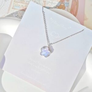 Dainty S925 Silver Gradient Water Ripple Moon Heart Star Necklace - ArtGalleryZen