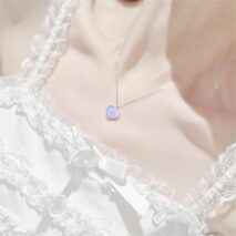 Dainty S925 Silver Gradient Water Ripple Moon Heart Star Necklace - ArtGalleryZen