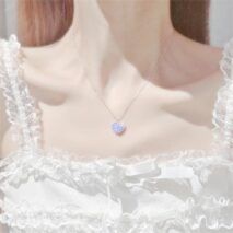 Dainty S925 Silver Gradient Water Ripple Moon Heart Star Necklace - ArtGalleryZen