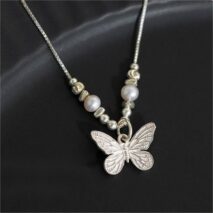 Dainty Silver Butterfly Necklace - ArtGalleryZen