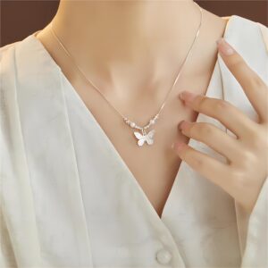 Dainty Silver Butterfly Necklace - ArtGalleryZen