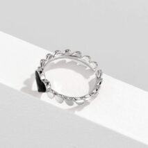 Dainty Silver Plated Black Heart Ring - ArtGalleryZen