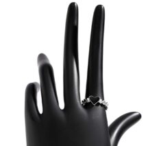Dainty Silver Plated Black Heart Ring - ArtGalleryZen