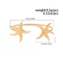 Dainty Starfish Open Bangle Bracelet - ArtGalleryZen