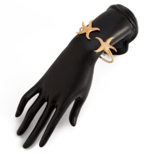 Dainty Starfish Open Bangle Bracelet - ArtGalleryZen