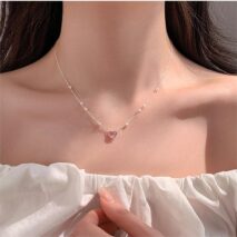Dainty Sterling Silver Pearl Charm Heart Necklace - ArtGalleryZen