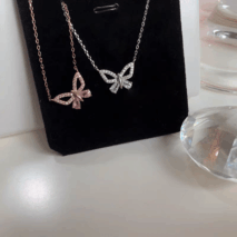 Dainty Sterling Silver Zirconia Butterfly Necklace - ArtGalleryZen