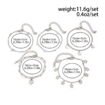 Delicate Layered Heart Butterfly Star Tassel Pearl Cable Chain Bracelet Set - ArtGalleryZen