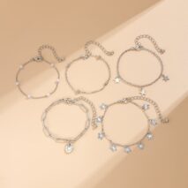 Delicate Layered Heart Butterfly Star Tassel Pearl Cable Chain Bracelet Set - ArtGalleryZen