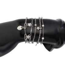 Delicate Layered Heart Butterfly Star Tassel Pearl Cable Chain Bracelet Set - ArtGalleryZen