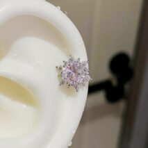 Delicate Pink CZ Rose Snowflake Stud Earrings Set - ArtGalleryZen