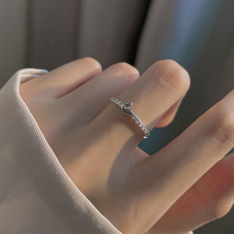 Delicate S925 Silver Swan Open Ring - ArtGalleryZen