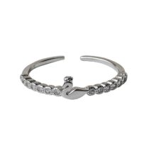 Delicate S925 Silver Swan Open Ring - ArtGalleryZen