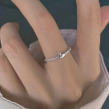 Delicate S925 Silver Swan Open Ring - ArtGalleryZen