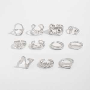 Elegant 11pcs Heart Waterdrop Twisted Ring Set - ArtGalleryZen