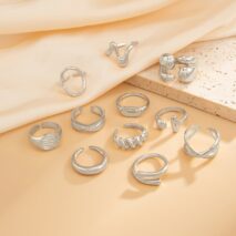 Elegant 11pcs Heart Waterdrop Twisted Ring Set - ArtGalleryZen