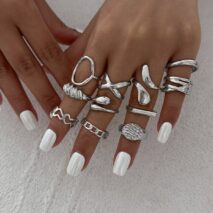 Elegant 11pcs Heart Waterdrop Twisted Ring Set - ArtGalleryZen