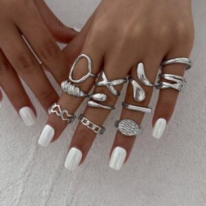 Elegant 11pcs Heart Waterdrop Twisted Ring Set - ArtGalleryZen
