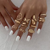 Elegant 11pcs Heart Waterdrop Twisted Ring Set - ArtGalleryZen