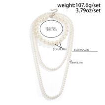 Elegant 2Pcs Chunky Pearl Long Chain Stackable Necklace Set - ArtGalleryZen