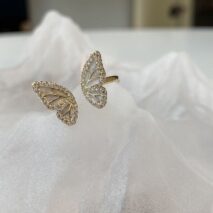 Elegant 2pcs CZ Inlaid Enamel Butterfly Flower Open Ring Set - ArtGalleryZen