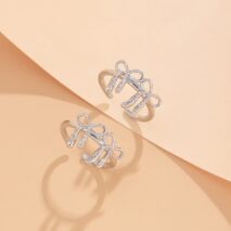 Elegant 2Pcs Duo Bowknot Ring Set - ArtGalleryZen