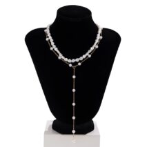 Elegant 2pcs Gold Plated Pearl Chain Y Necklace Set - ArtGalleryZen