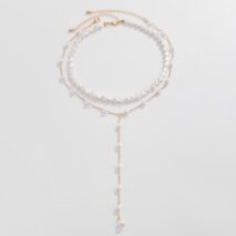Elegant 2pcs Gold Plated Pearl Chain Y Necklace Set - ArtGalleryZen