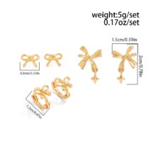 Elegant 3 Pairs Bowknot Huggie Hoop Earrings Set - ArtGalleryZen